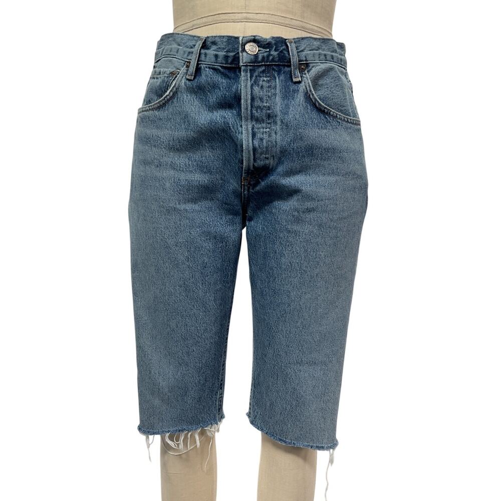 Agolde High Rise Blue Carrie Bermuda Shorts Size 27 - Picture 2 of 4